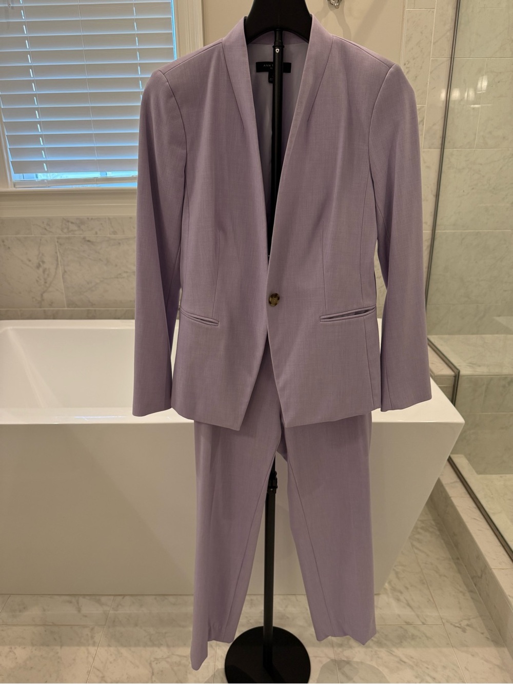Ann Taylor Lavender Women's Suit Blazer & Pants - Size 4P